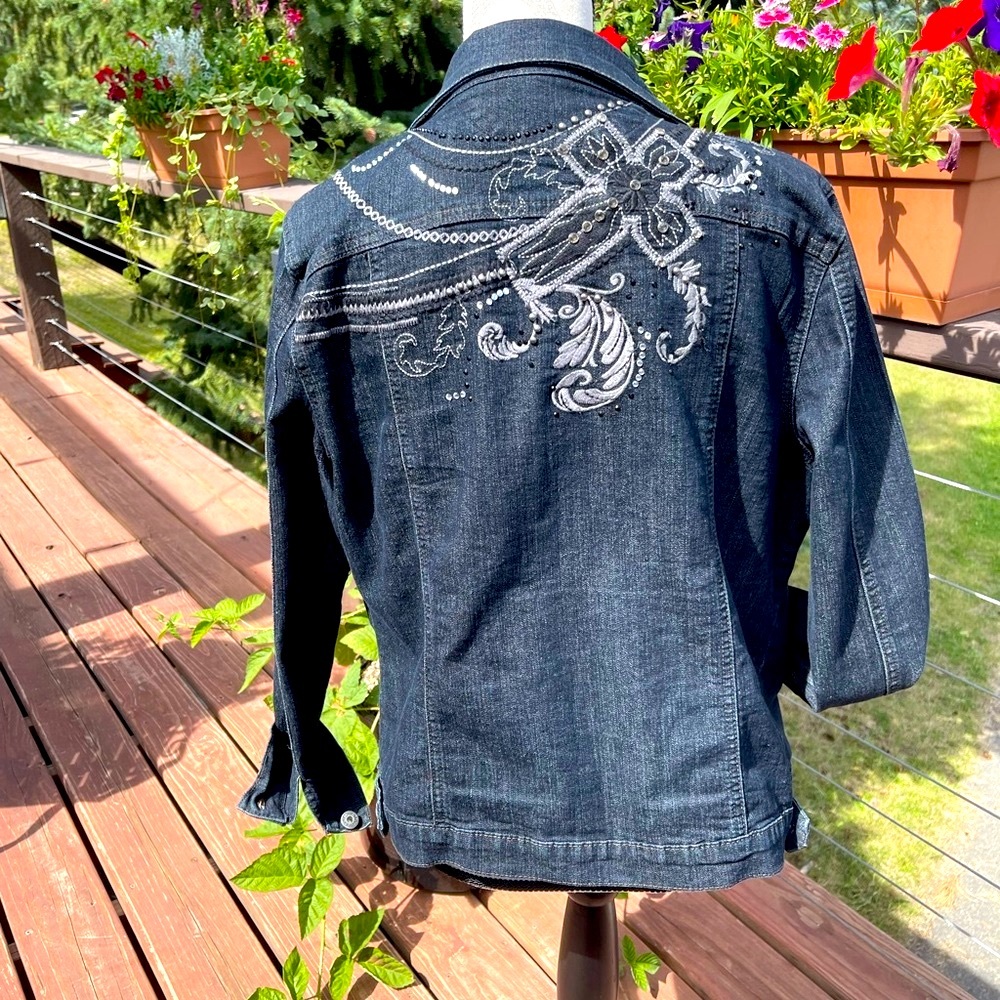 ETHYL - Embellished dark denim jacket - Picture 6 of 6